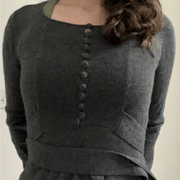 French Connection Grey Wool Sweater, Button and Tir Detailing - Picture 3 of 4